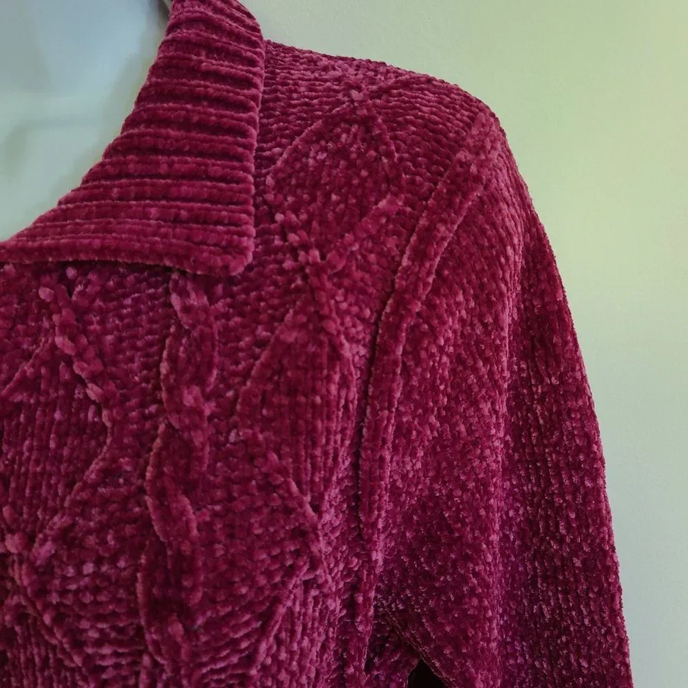 Bon Worth Women's Chenille Full Zip Cardigan Sweater Jacket Size XSP (XS Petite)
